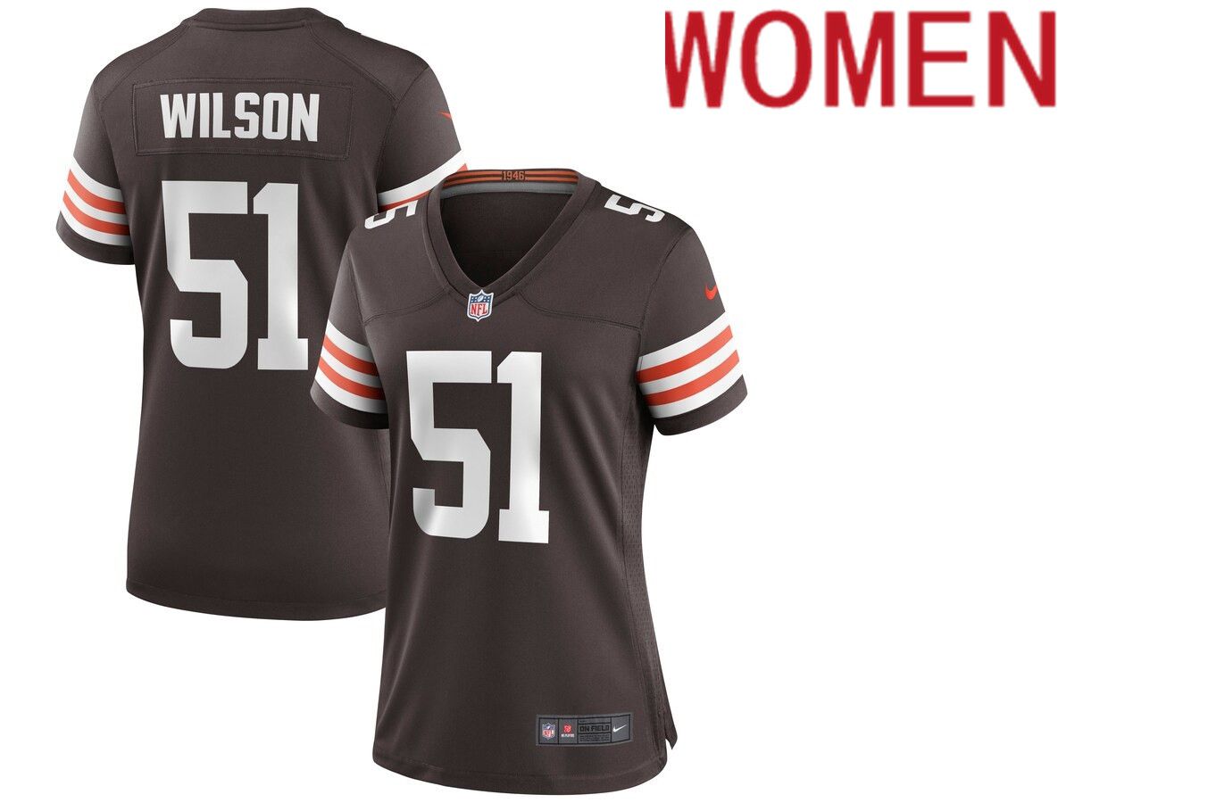 Women Cleveland Browns #51 Mack Wilson Nike Brown Game NFL Jersey->women nfl jersey->Women Jersey